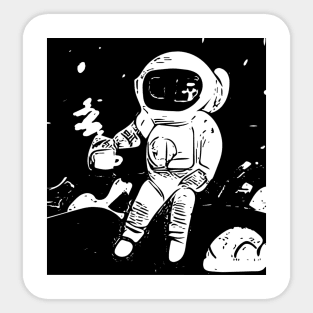 Sippin' Coffee in Space Man Sticker